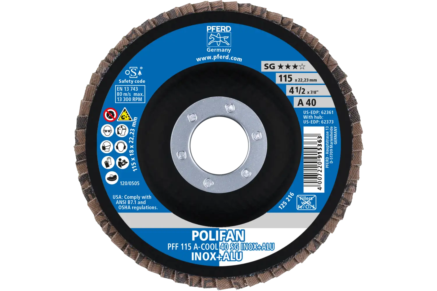 Disc lamelar frontal (POLIFAN) PFF 115 A-COOL 40 SG INOX+ALU 2