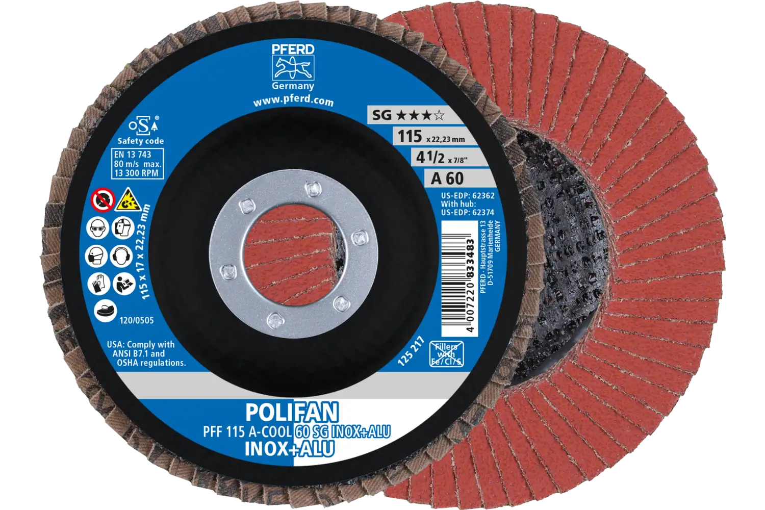 Disc lamelar frontal (POLIFAN) PFF 115 A-COOL 60 SG INOX+ALU