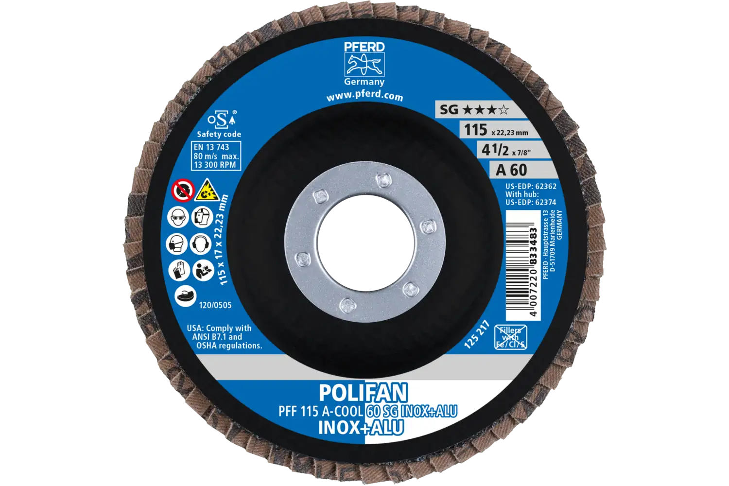 Disc lamelar frontal (POLIFAN) PFF 115 A-COOL 60 SG INOX+ALU