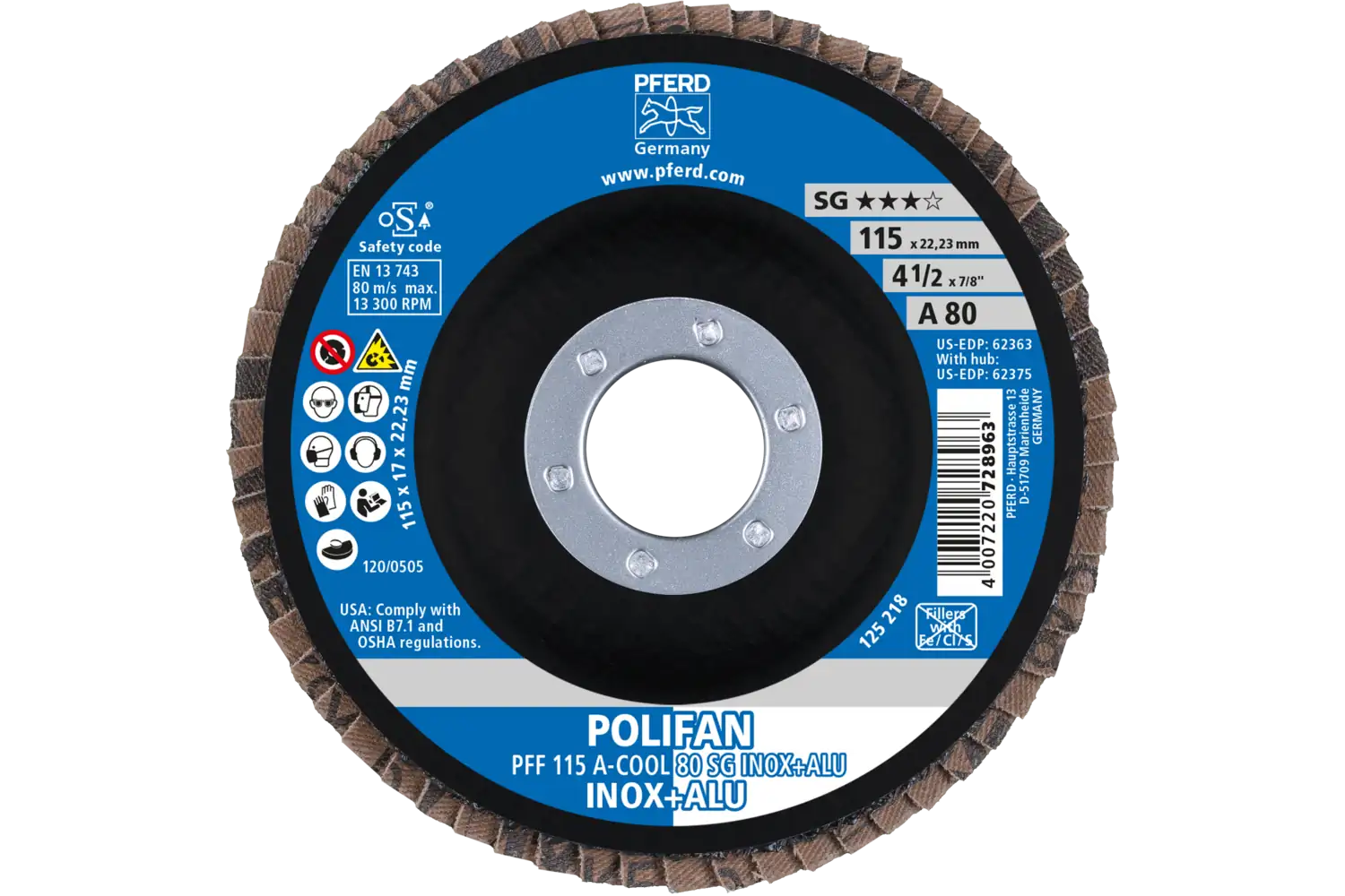 Disc lamelar frontal (POLIFAN) PFF 115 A-COOL 80 SG INOX+ALU