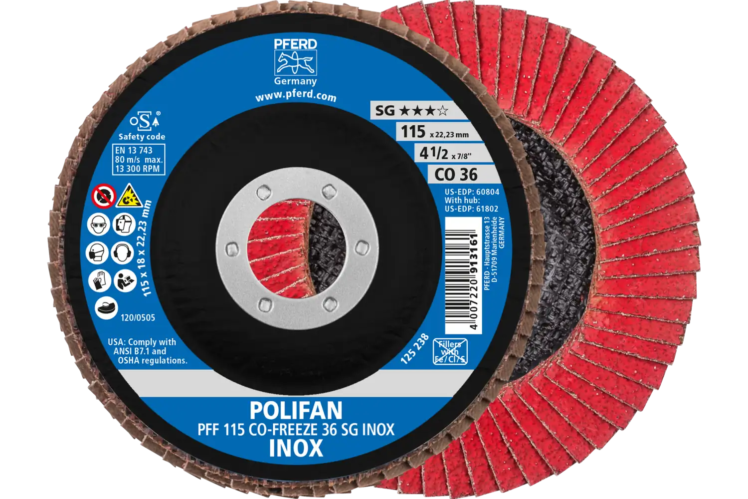 Disc lamelar frontal (POLIFAN) PFF 115 CO-FREEZE 36 SG INOX