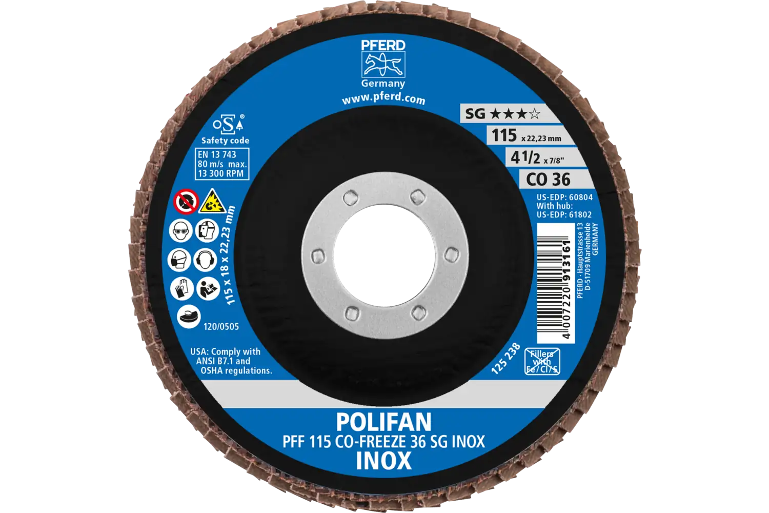 Disc lamelar frontal (POLIFAN) PFF 115 CO-FREEZE 36 SG INOX 2