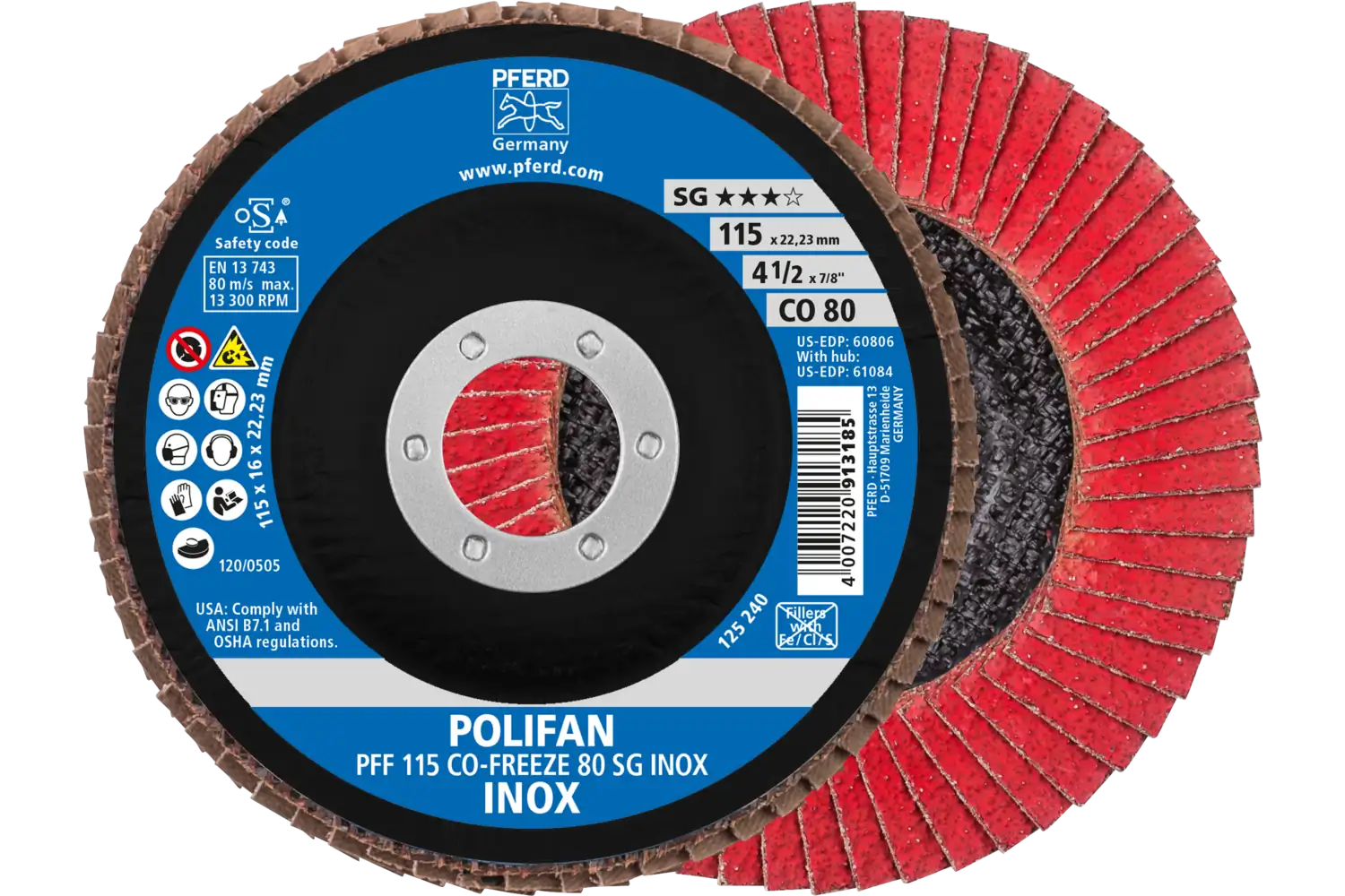 Disc lamelar frontal (POLIFAN) PFF 115 CO-FREEZE 80 SG INOX