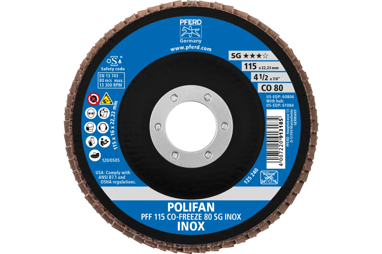 Disc lamelar frontal (POLIFAN) PFF 115 CO-FREEZE 80 SG INOX