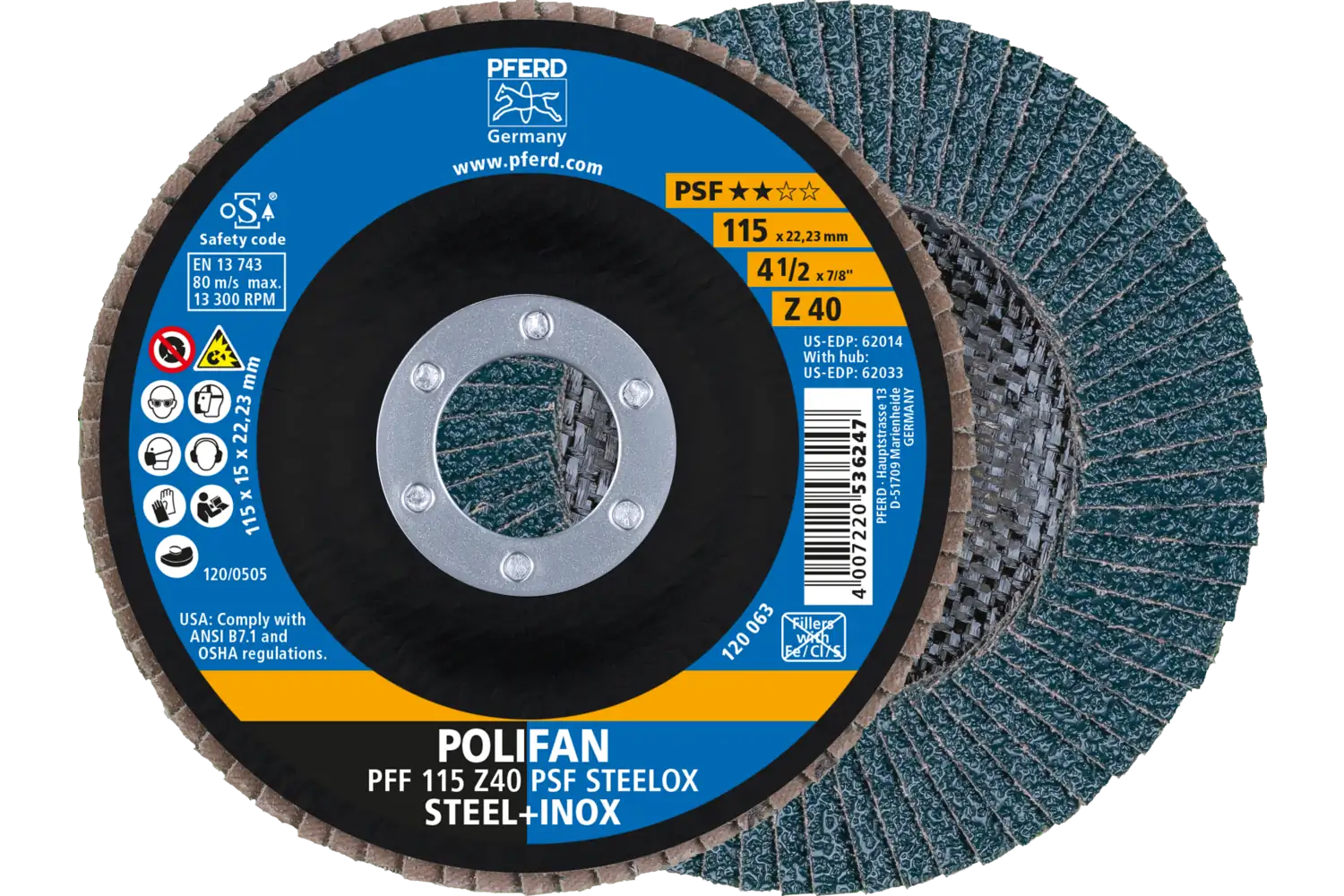 Disc lamelar frontal (POLIFAN) PFF 115 Z 40 PSF STEELOX