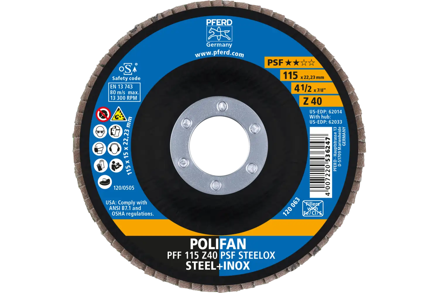 Disc lamelar frontal (POLIFAN) PFF 115 Z 40 PSF STEELOX