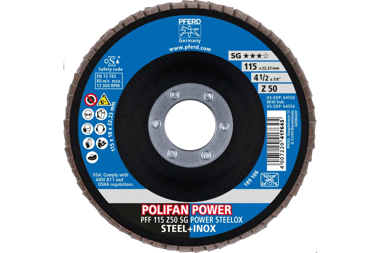 Disc lamelar frontal (POLIFAN) PFF 115 Z 50 SG POWER STEELOX