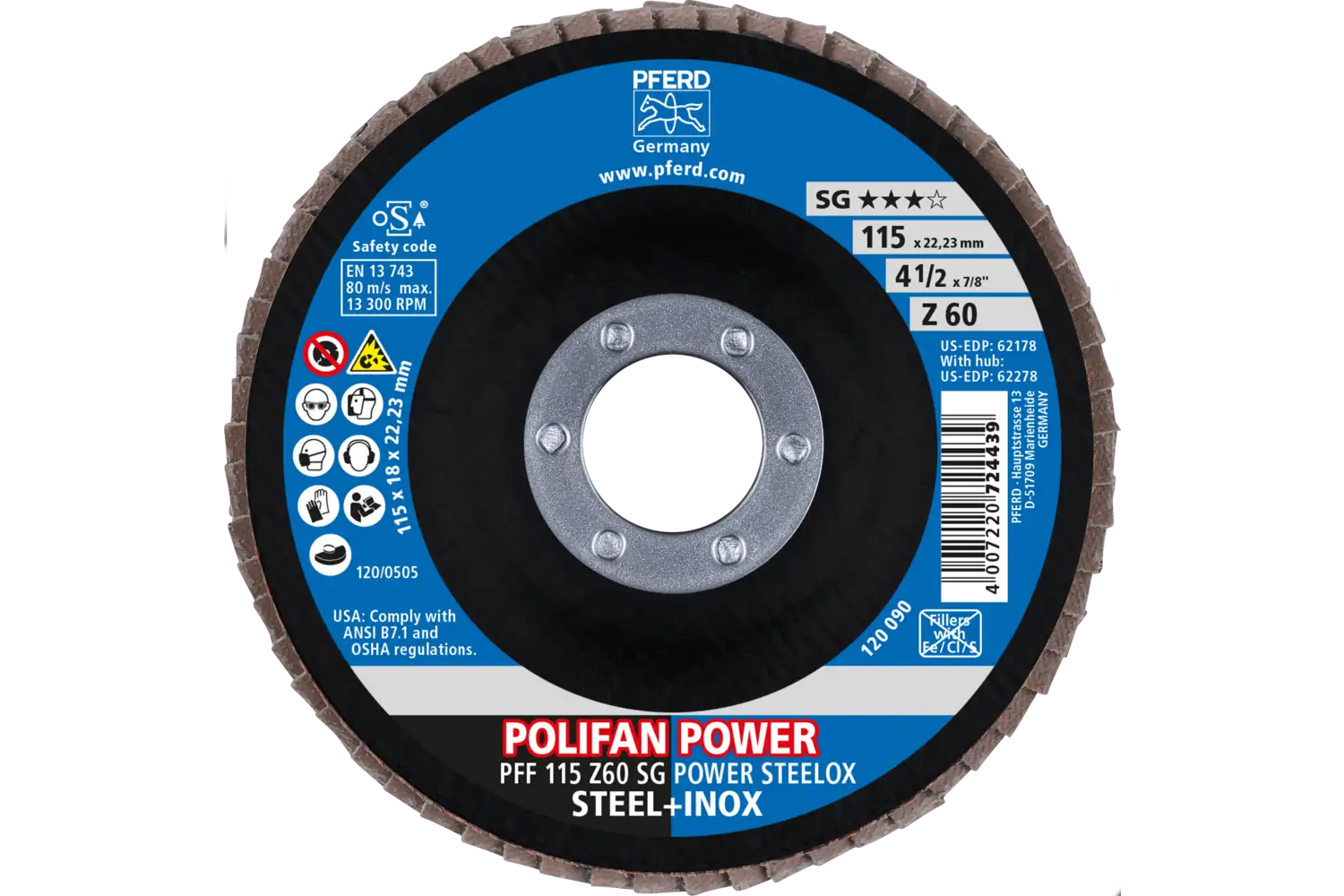 Disc lamelar frontal (POLIFAN) PFF 115 Z 60 SG POWER STEELOX