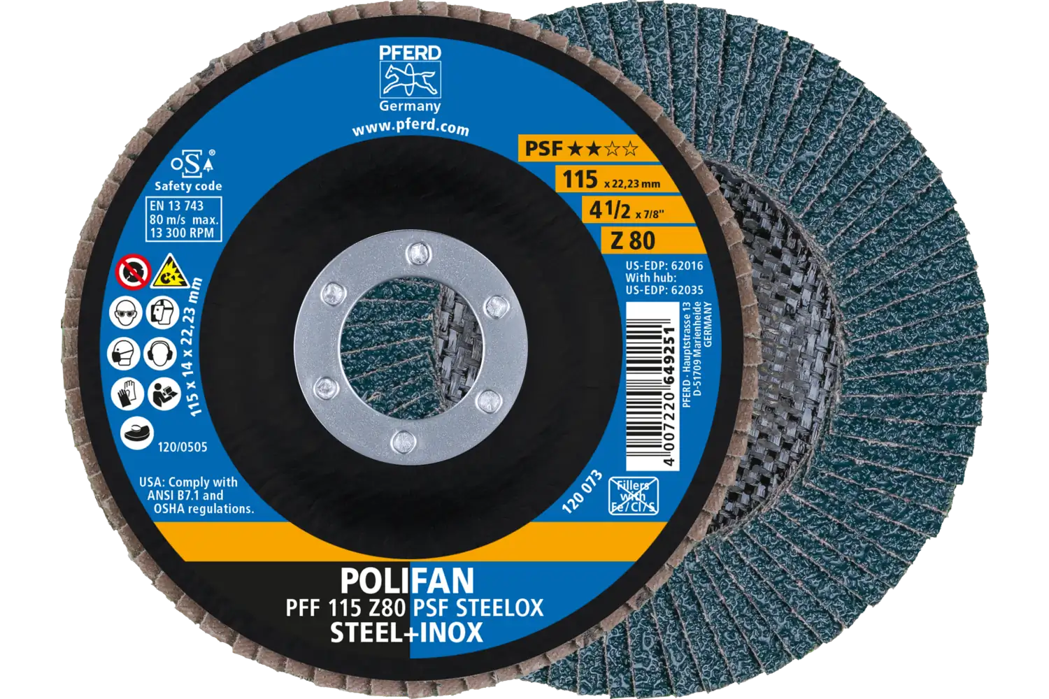 Disc lamelar frontal (POLIFAN) PFF 115 Z 80 PSF STEELOX