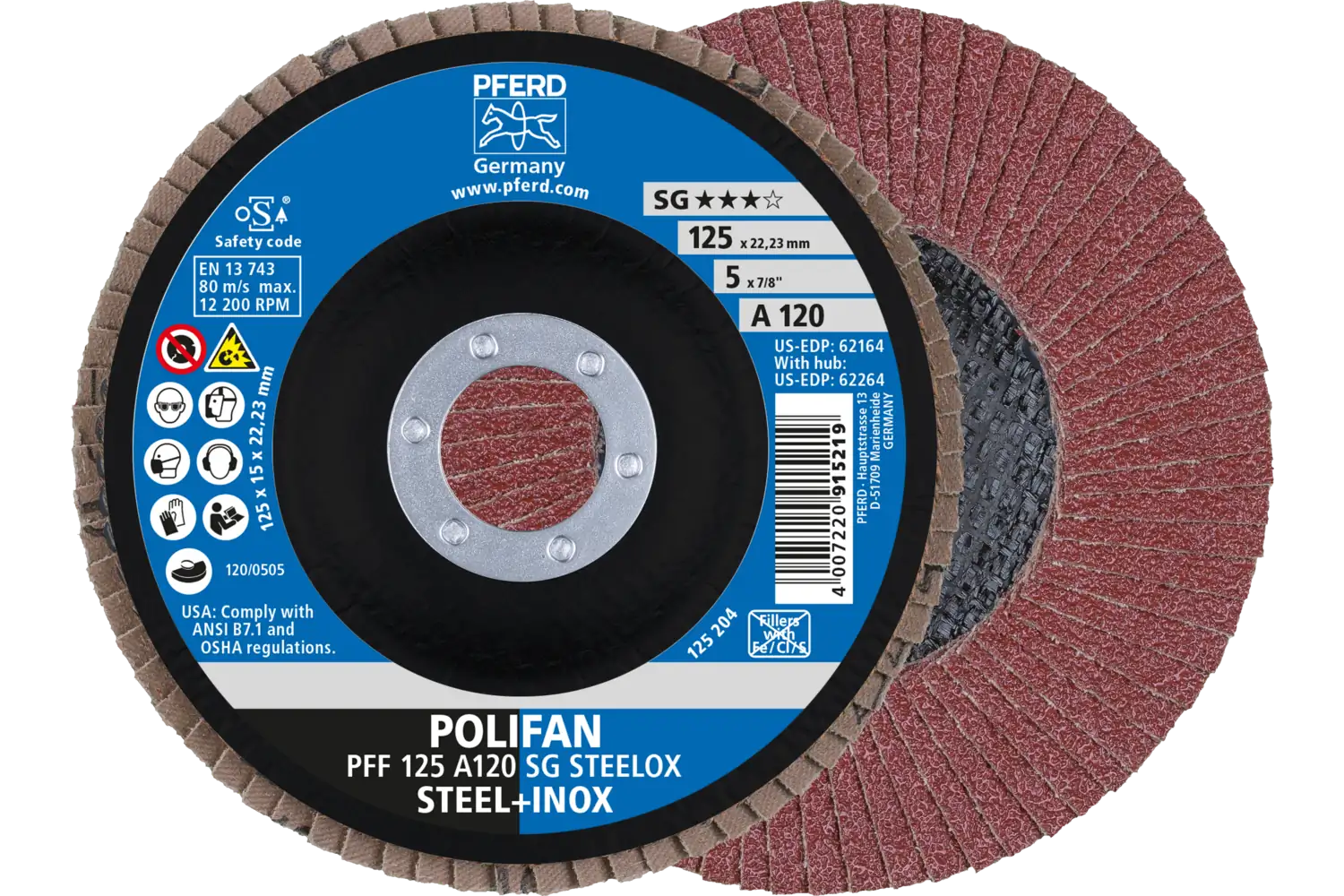 Disc lamelar frontal (POLIFAN) PFF 125 A 120 PSF STEELOX