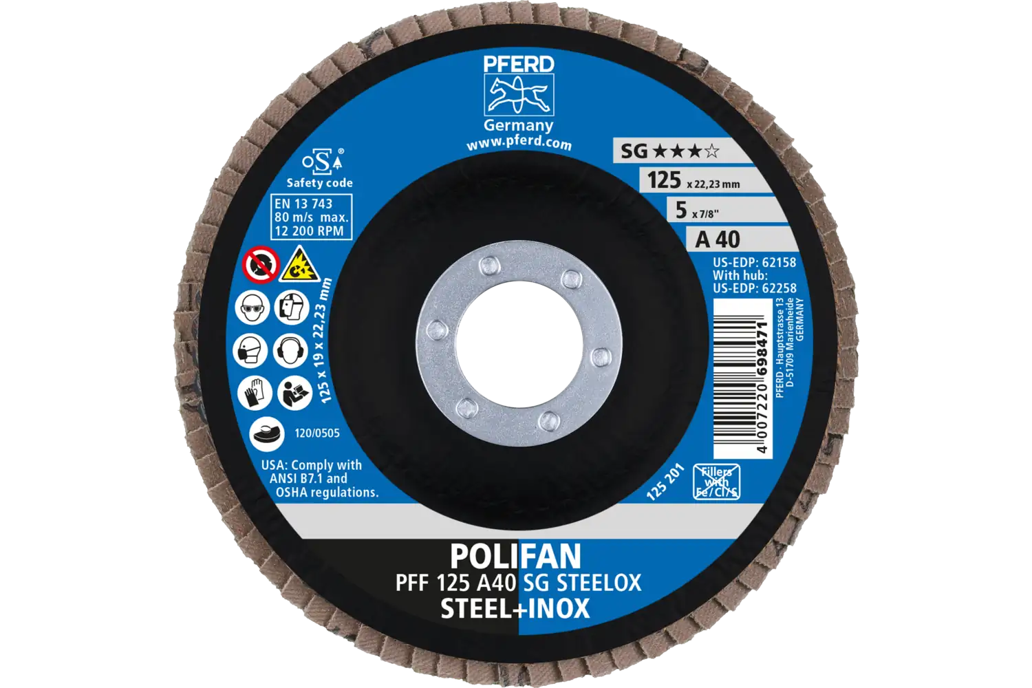 Disc lamelar frontal (POLIFAN) PFF 125 A 40 SG STEELOX