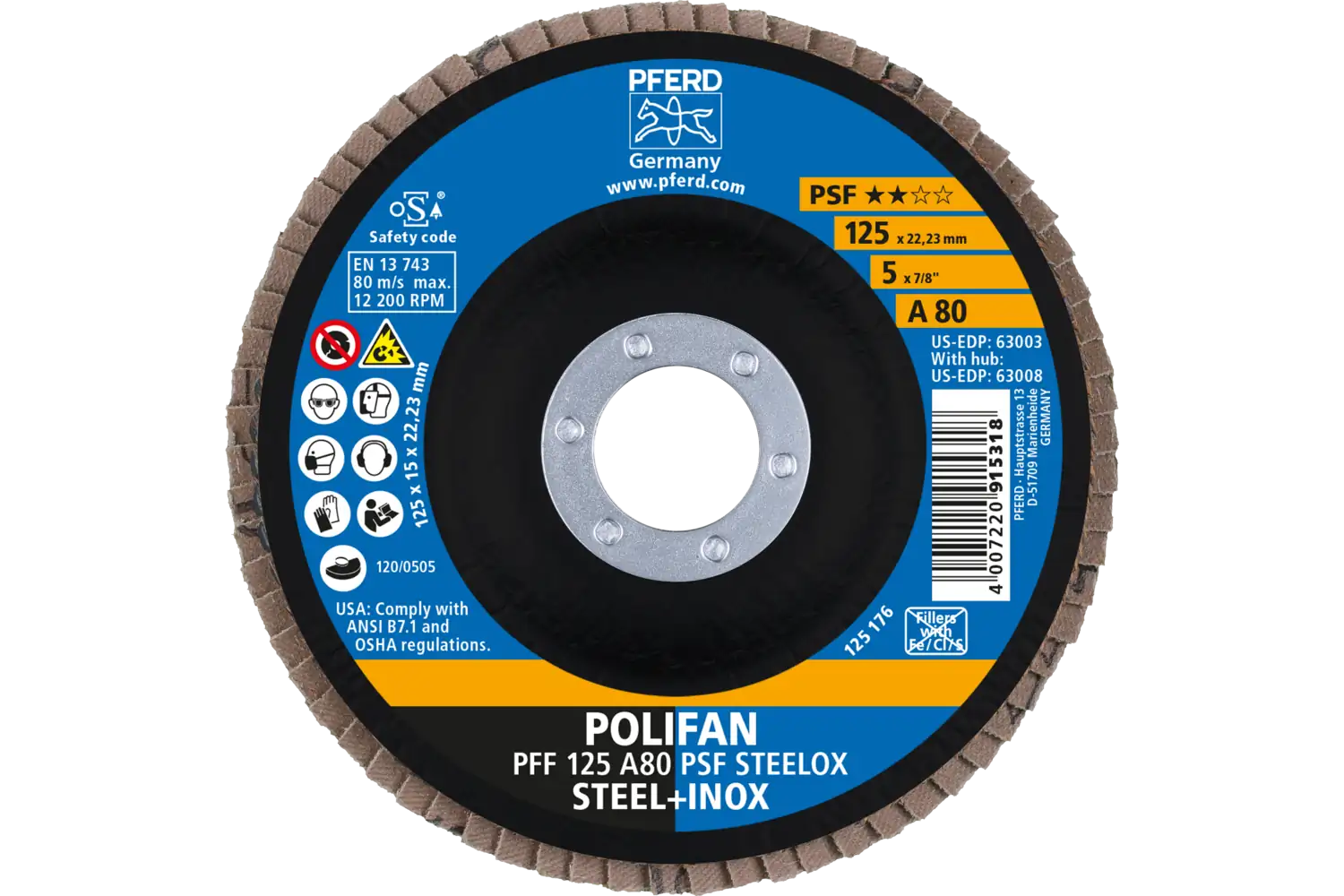 Disc lamelar frontal (POLIFAN) PFF 125 A 80 PSF STEELOX