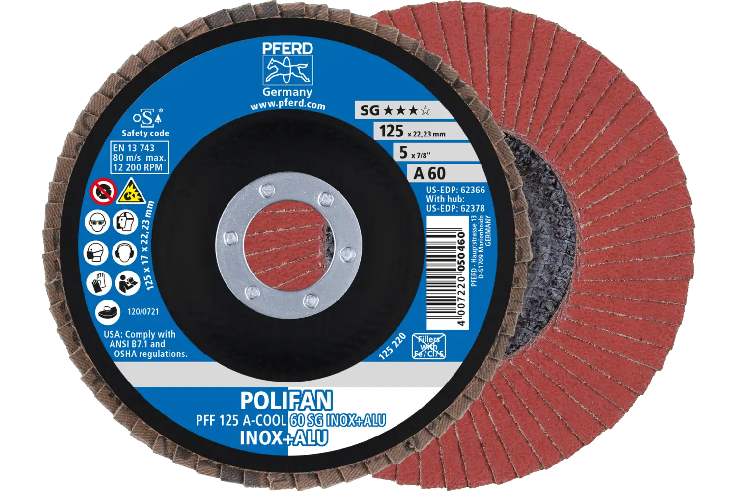 Disc lamelar frontal (POLIFAN) PFF 125 A-COOL 60 SG INOX+ALU