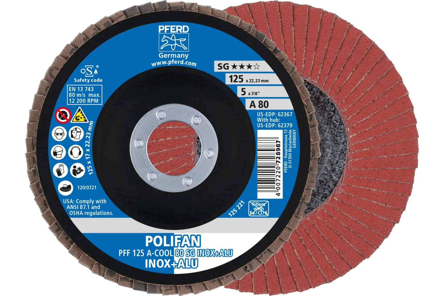 Disc lamelar frontal (POLIFAN) PFF 125 A-COOL 80 SG INOX+ALU