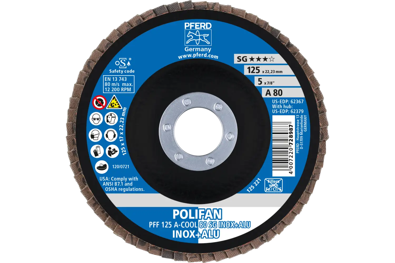 Disc lamelar frontal (POLIFAN) PFF 125 A-COOL 80 SG INOX+ALU