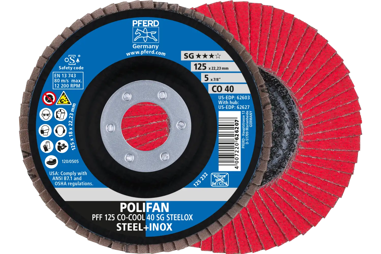 Disc lamelar frontal (POLIFAN) PFF 125 CO-COOL 40 SG STEELOX