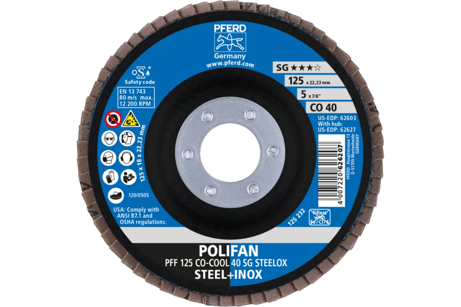 Disc lamelar frontal (POLIFAN) PFF 125 CO-COOL 40 SG STEELOX