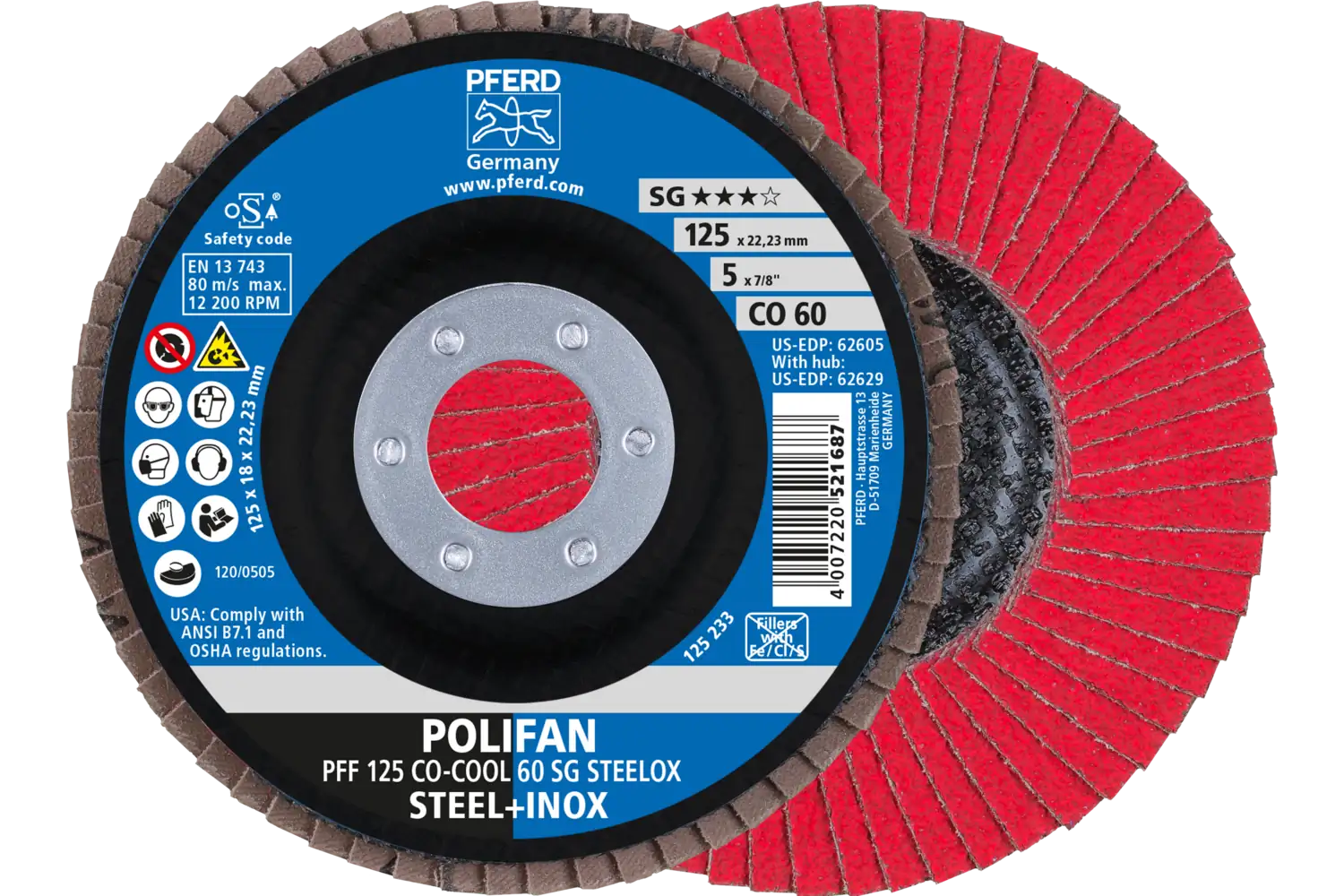 Disc lamelar frontal (POLIFAN) PFF 125 CO-COOL 60 SG STEELOX