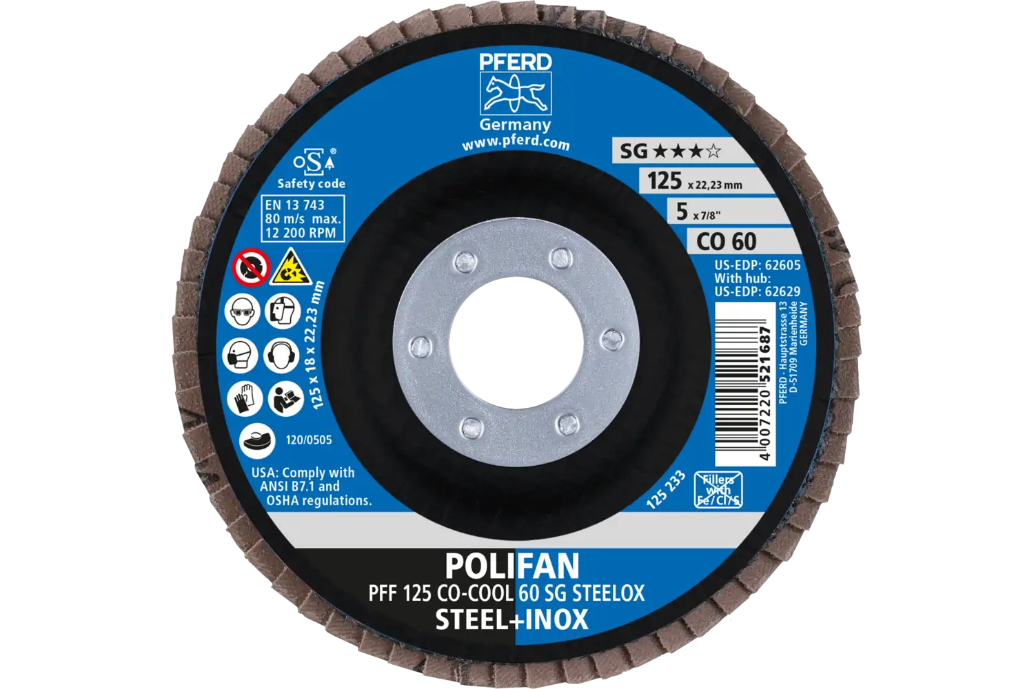 Disc lamelar frontal (POLIFAN) PFF 125 CO-COOL 60 SG STEELOX