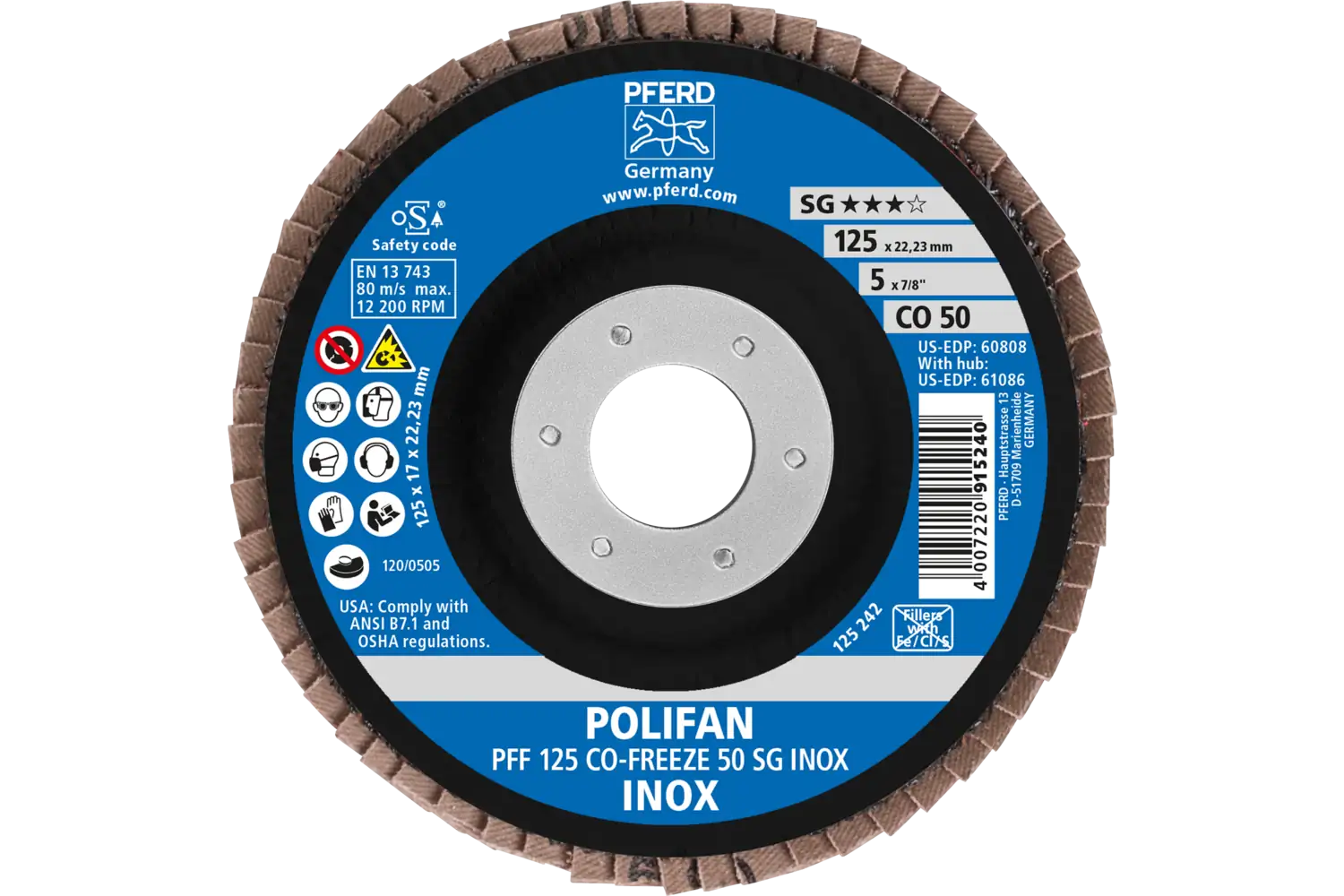 Disc lamelar frontal (POLIFAN) PFF 125 CO-FREEZE 50 SG INOX
