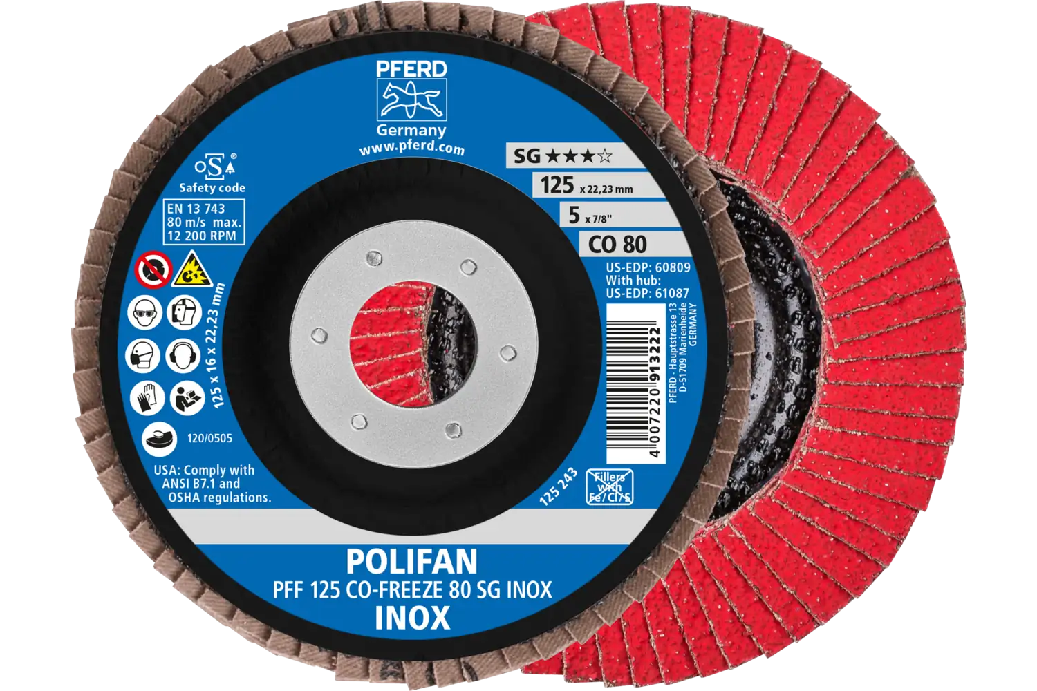 Disc lamelar frontal (POLIFAN) PFF 125 CO-FREEZE 80 SG INOX
