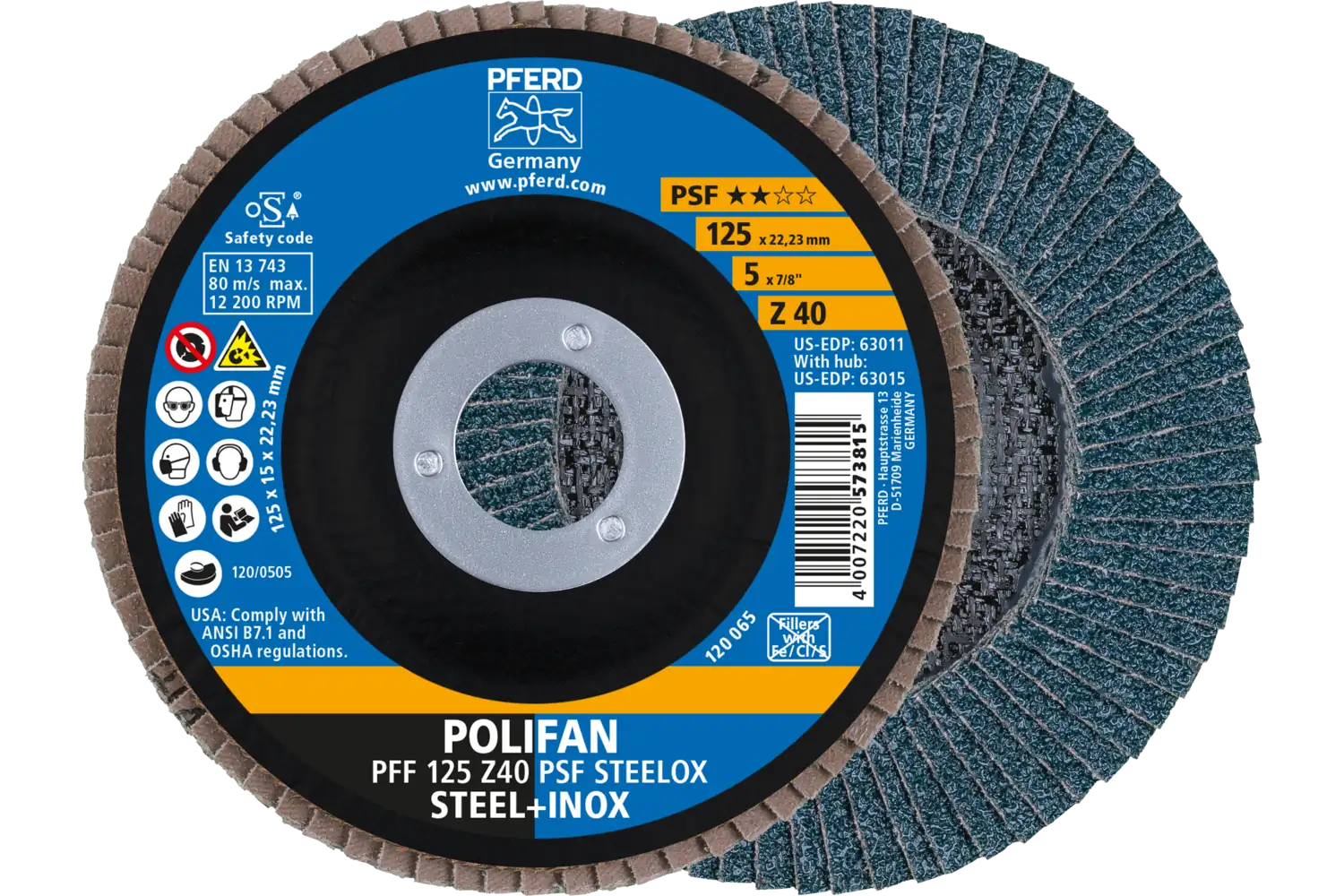 Disc lamelar frontal (POLIFAN) PFF 125 Z 40 PSF STEELOX