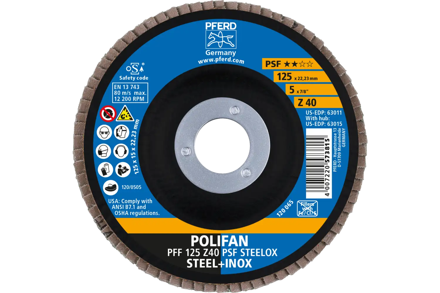 Disc lamelar frontal (POLIFAN) PFF 125 Z 40 PSF STEELOX