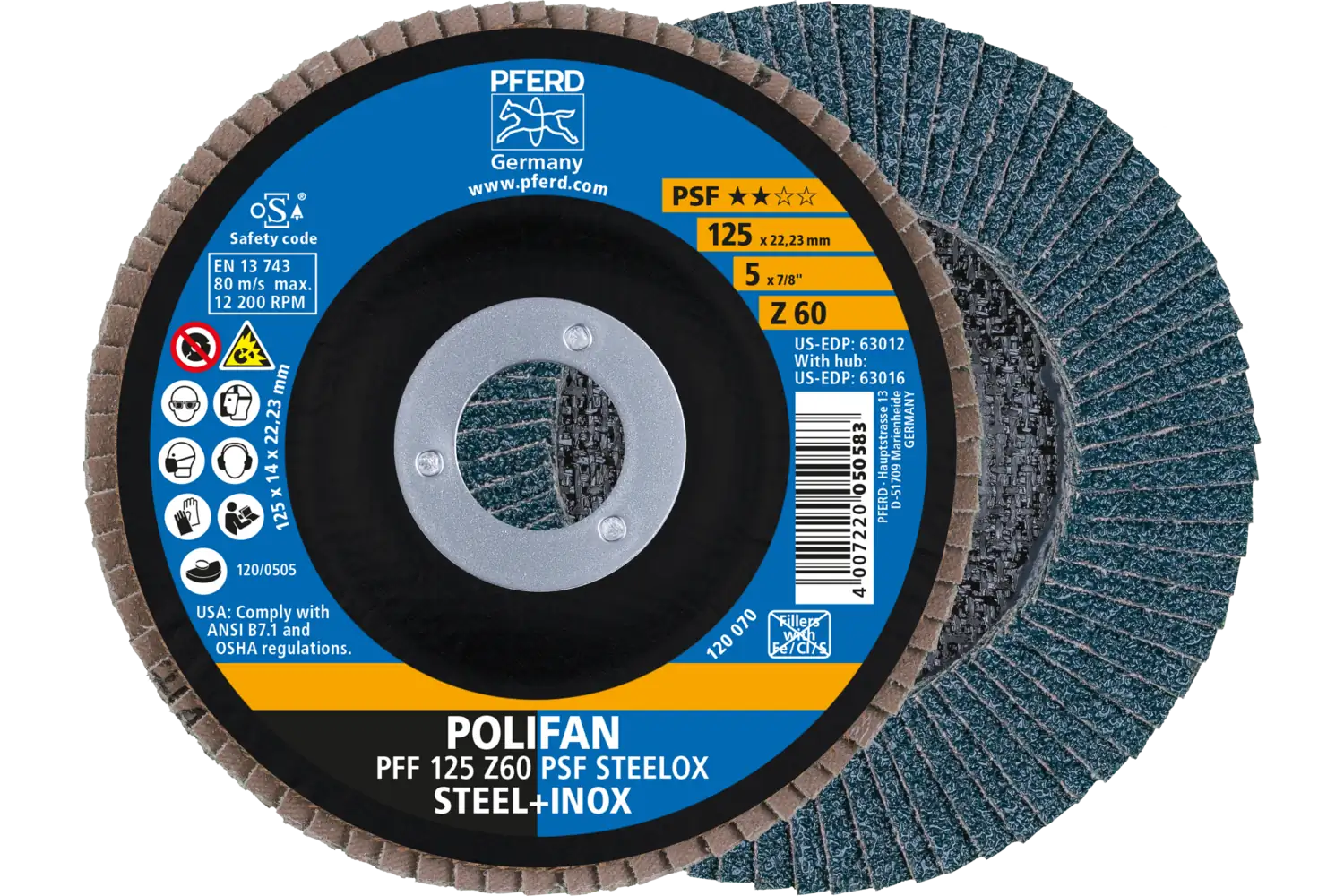 Disc lamelar frontal (POLIFAN) PFF 125 Z 60 PSF STEELOX