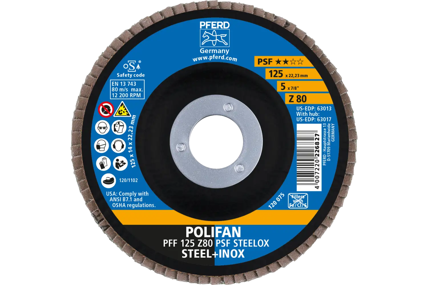 Disc lamelar frontal (POLIFAN) PFF 125 Z 80 PSF STEELOX