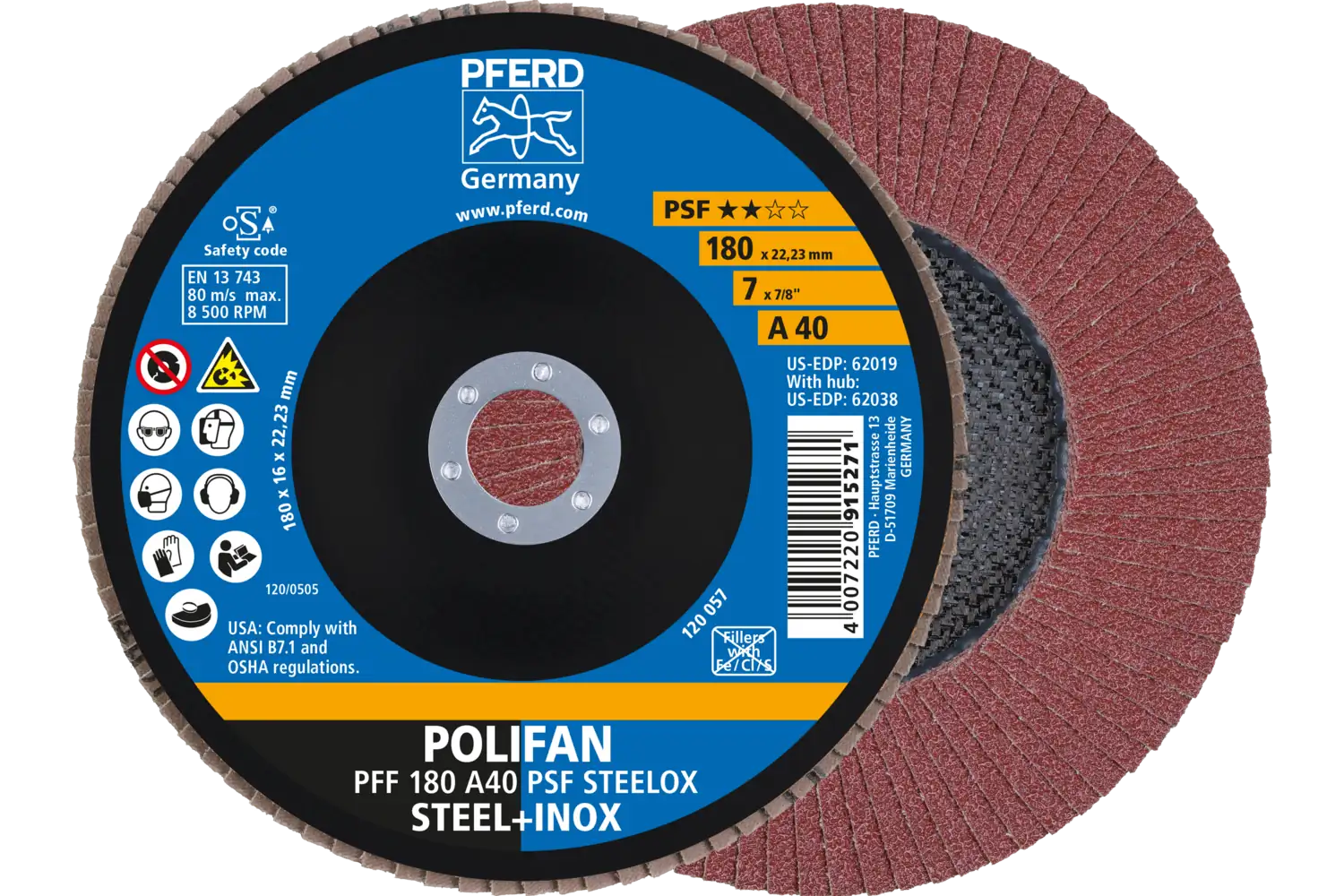 Disc lamelar frontal (POLIFAN) PFF 180 A 40 PSF STEELOX
