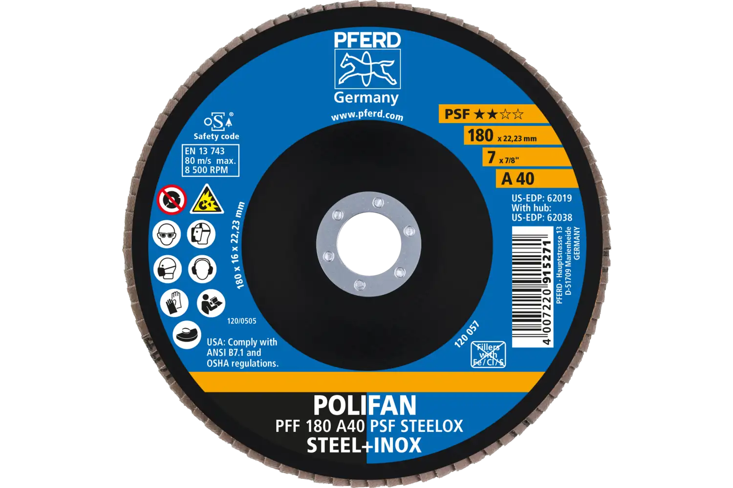 Disc lamelar frontal (POLIFAN) PFF 180 A 40 PSF STEELOX