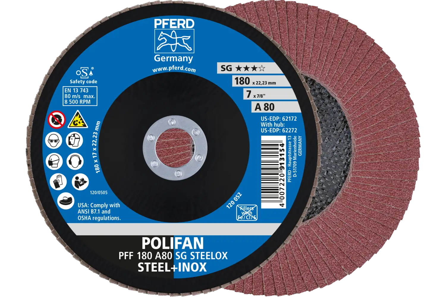 Disc lamelar frontal (POLIFAN) PFF 180 A 80 SG STEELOX