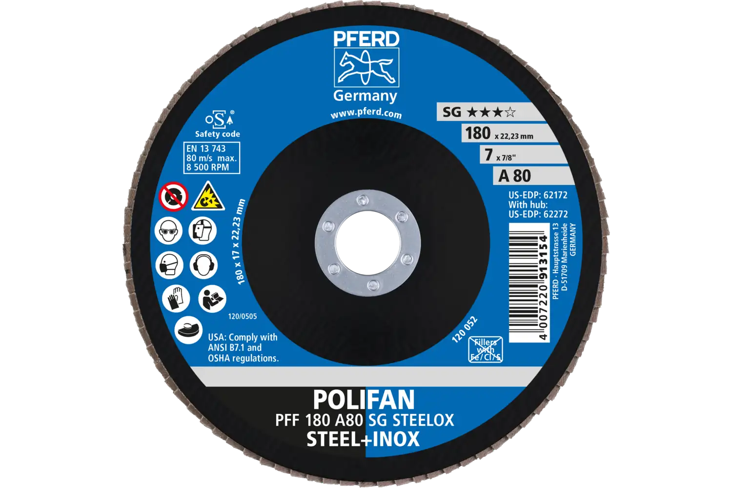 Disc lamelar frontal (POLIFAN) PFF 180 A 80 SG STEELOX