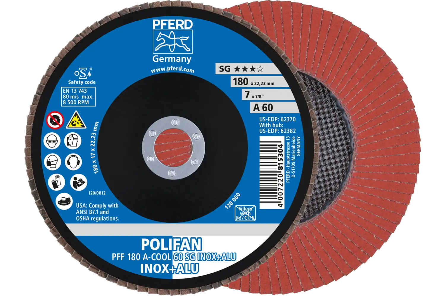 Disc lamelar frontal (POLIFAN) PFF 180 A-COOL 60 SG INOX+ALU