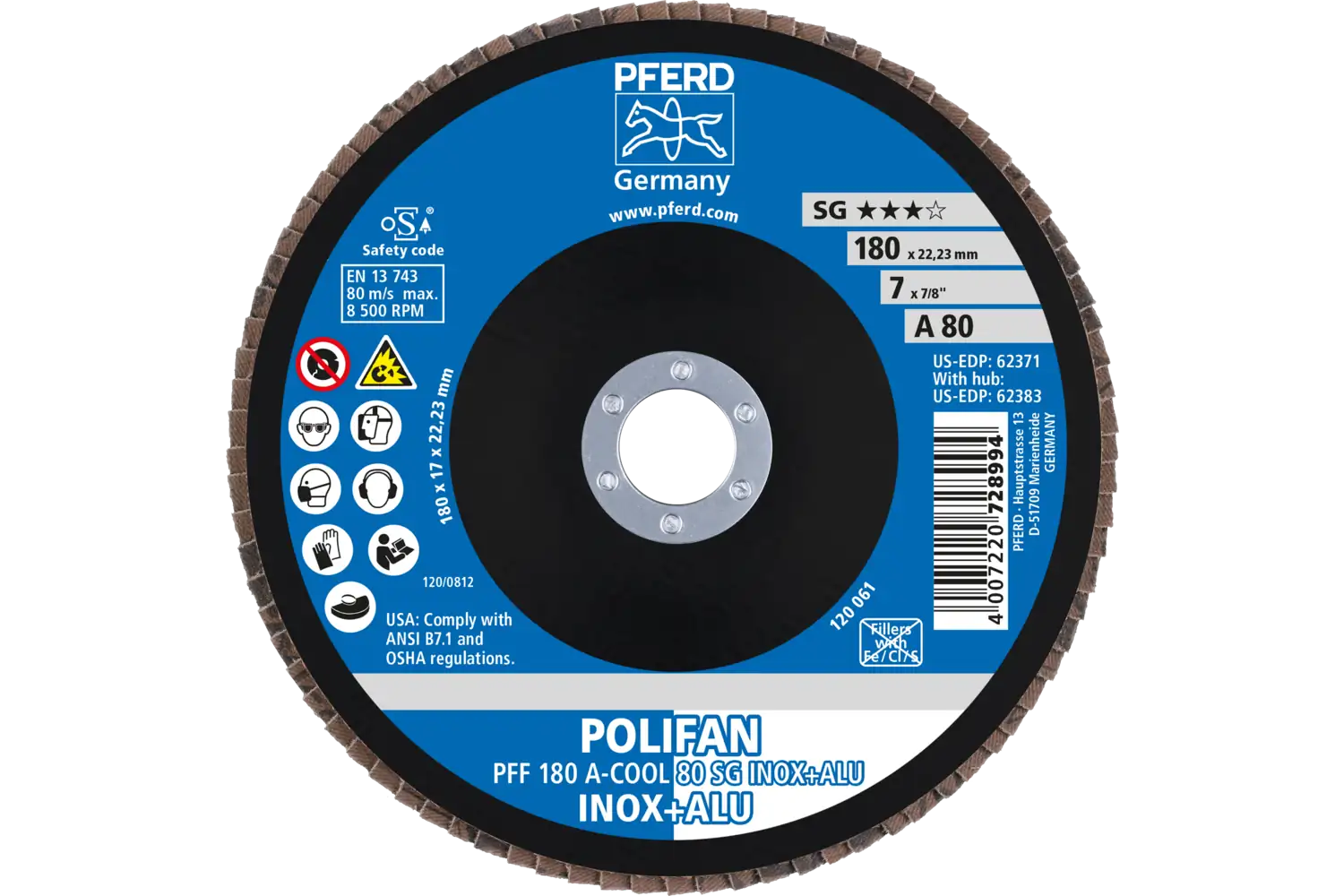 Disc lamelar frontal (POLIFAN) PFF 180 A-COOL 80 SG INOX+ALU