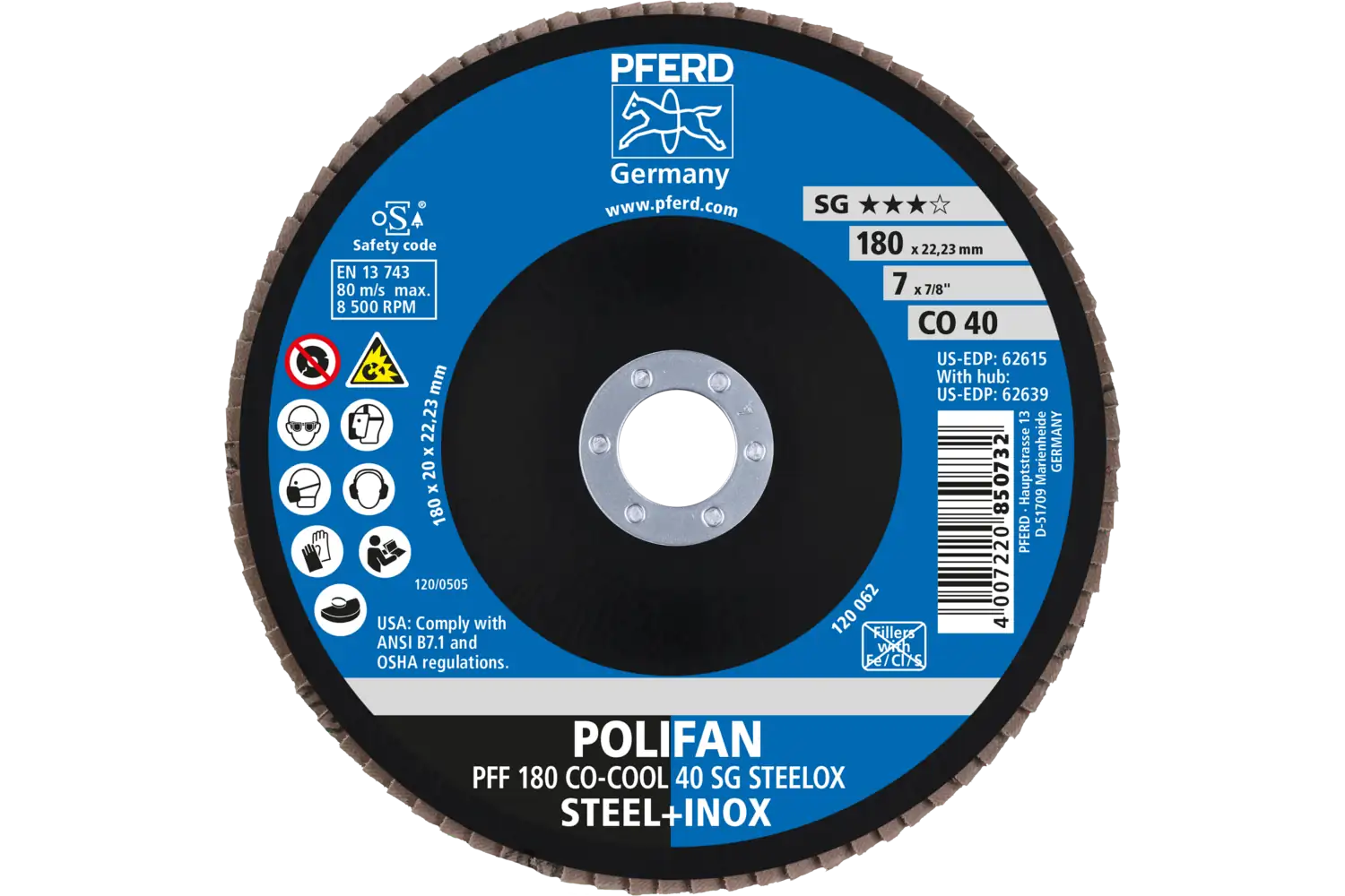 Disc lamelar frontal (POLIFAN) PFF 180 CO-COOL 40 SG STEELOX