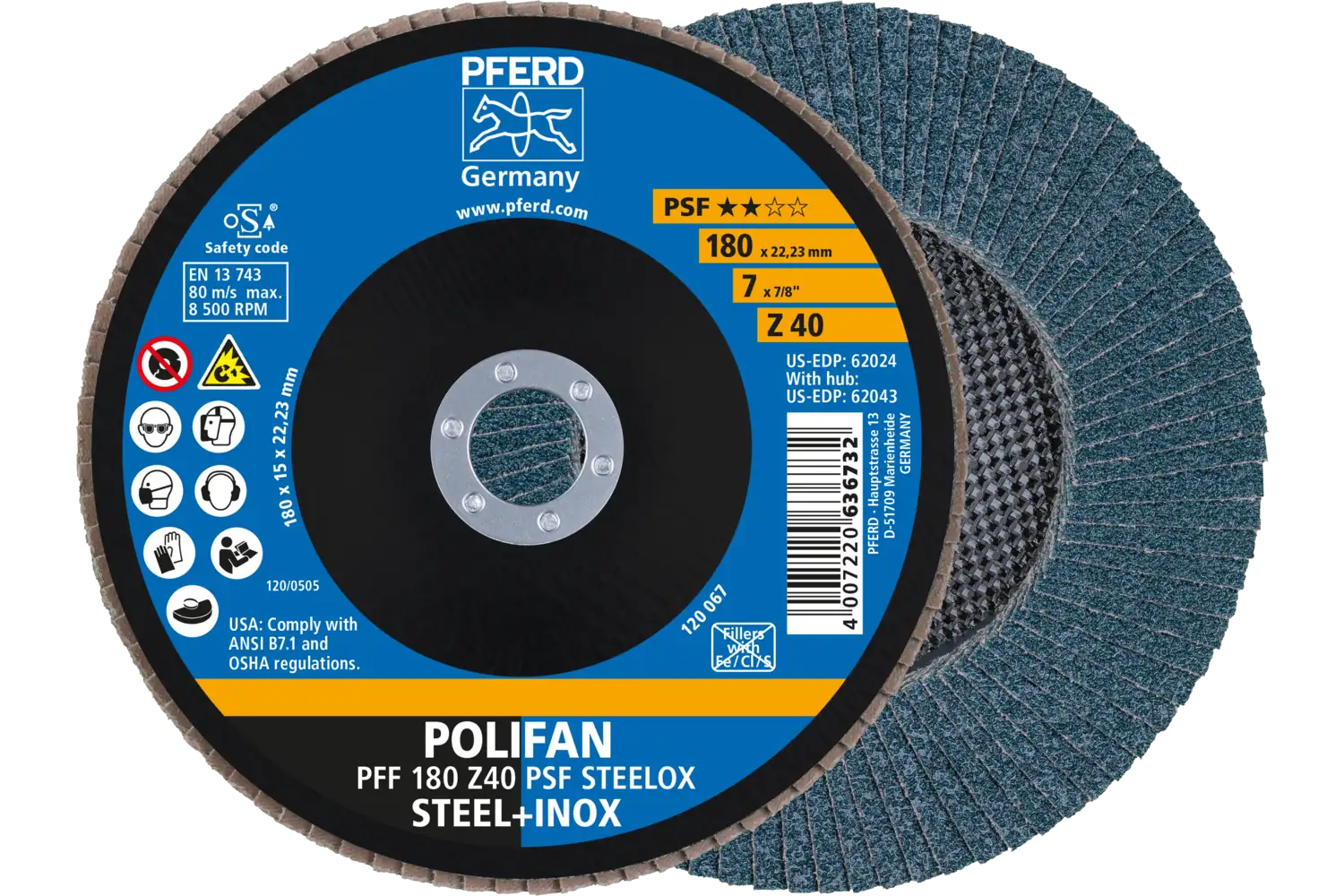 Disc lamelar frontal (POLIFAN) PFF 180 Z 40 PSF STEELOX