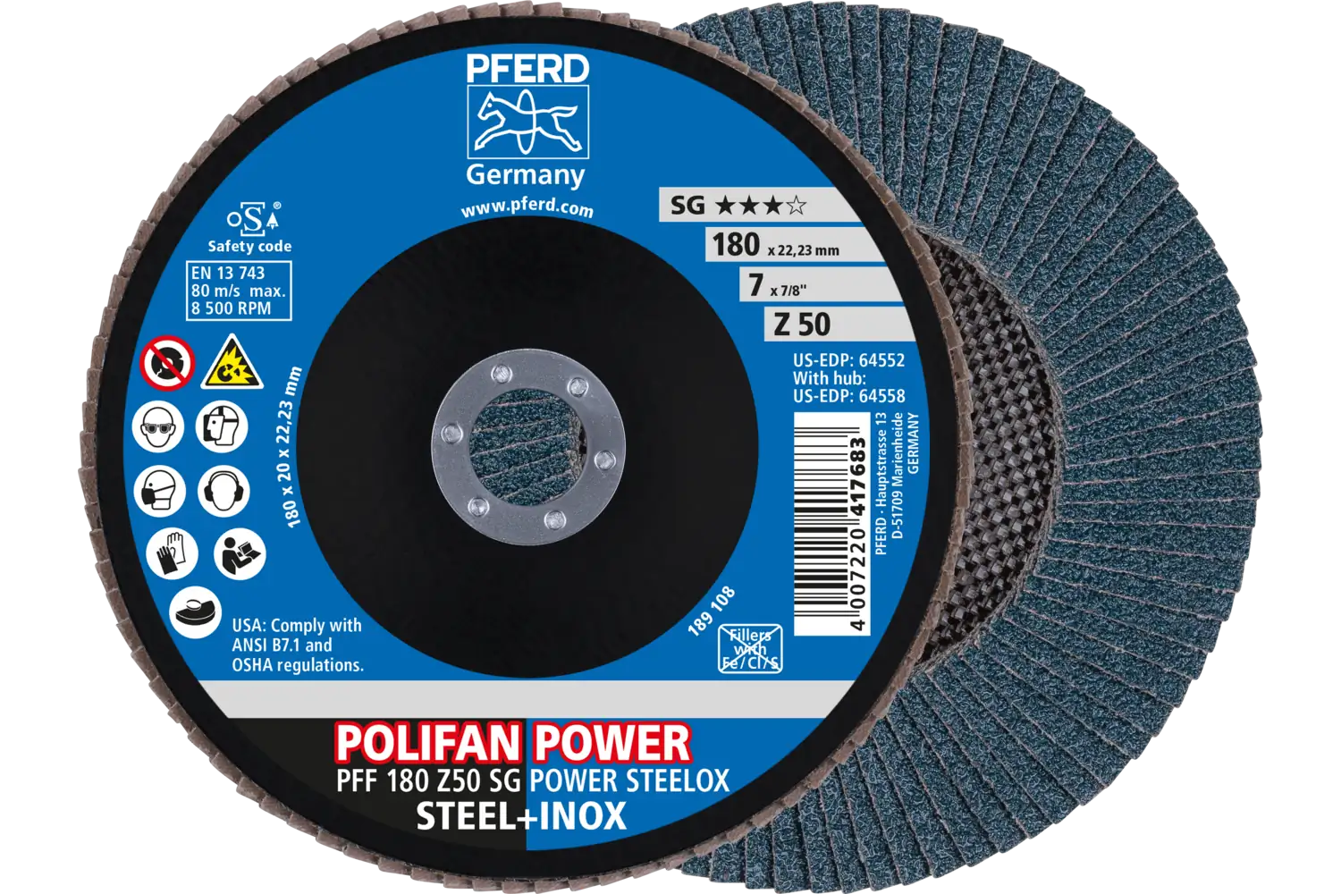 Disc lamelar frontal (POLIFAN) PFF 180 Z 50 SG POWER STEELOX