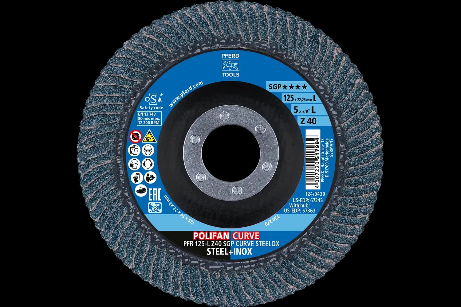 Disc lamelar frontal curb (PFR) PFR 125-L Z40 SGP CURVE STEELOX (2)