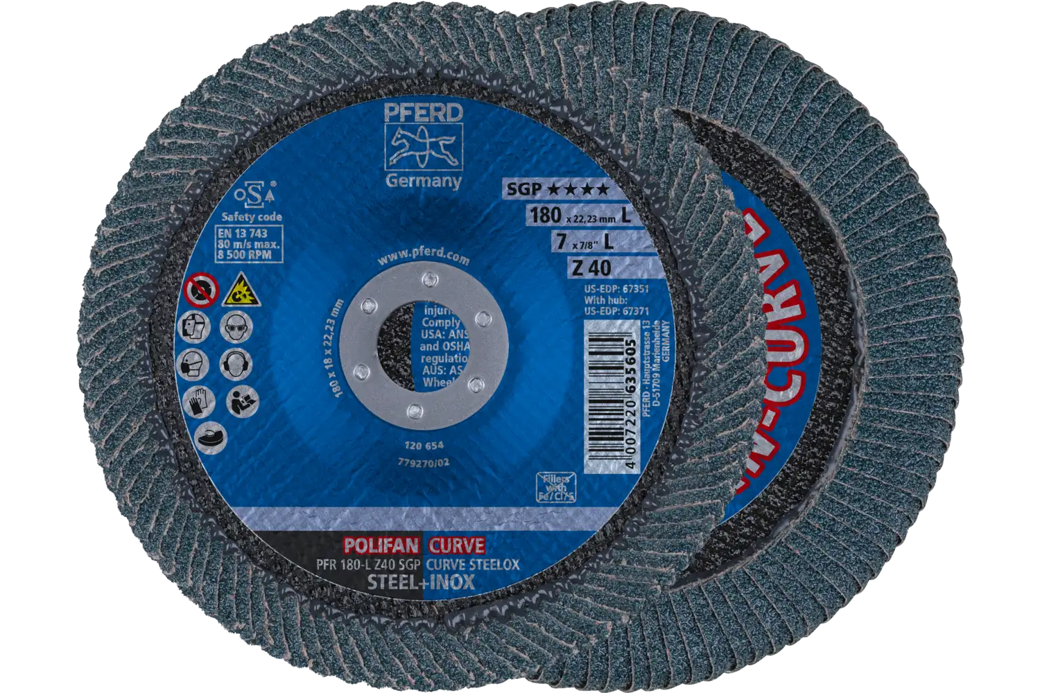 Disc lamelar frontal (POLIFAN) PFR 180-L Z 40 SGP CURVE STEELOX