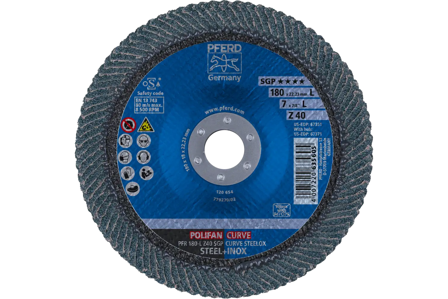 Disc lamelar frontal (POLIFAN) PFR 180-L Z 40 SGP CURVE STEELOX 2