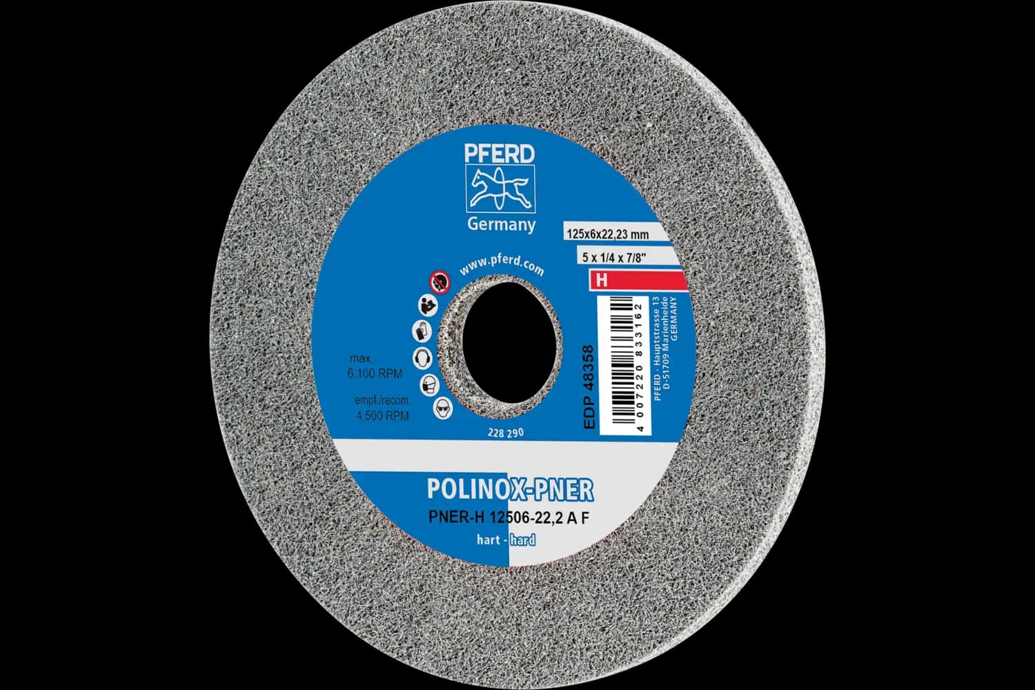 Corp abraziv nețesut cu tijă (POLINOX) PNER-H 12506-22,2 A F