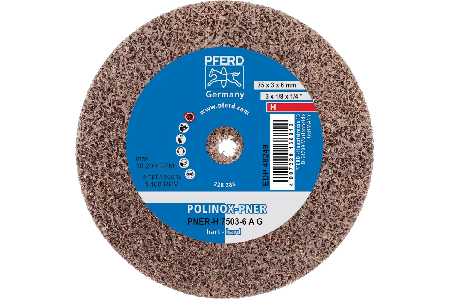 Corp abraziv nețesut cu tijă (POLINOX) PNER-H 7503-6 A G