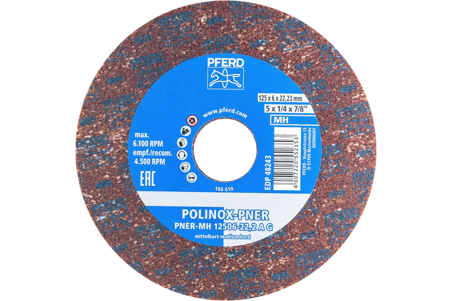 Corp abraziv nețesut cu tijă (POLINOX) PNER-MH 12506-22.2 A G