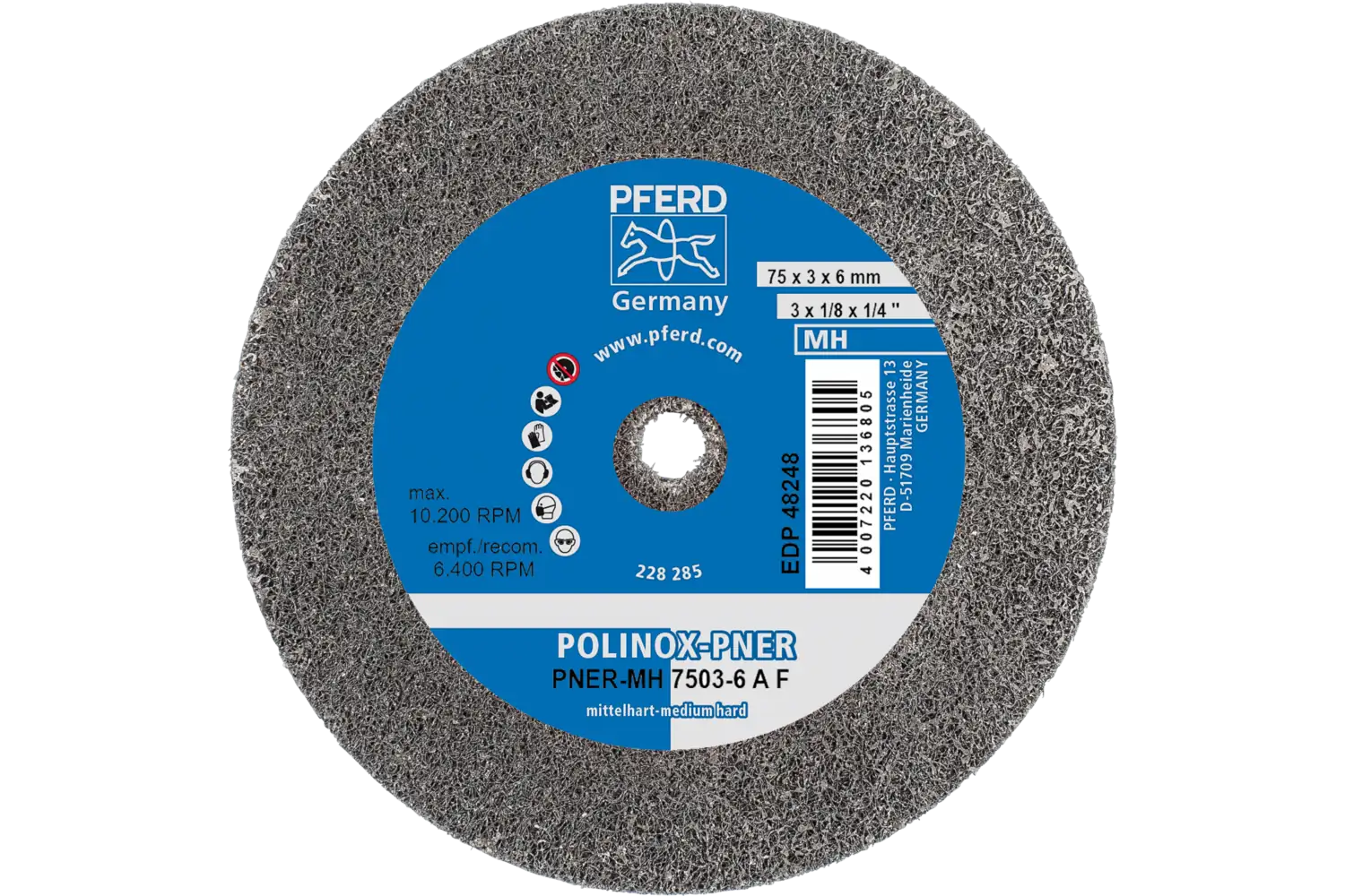 Corp abraziv nețesut cu tijă (POLINOX) PNER-MH 7503-6 A F