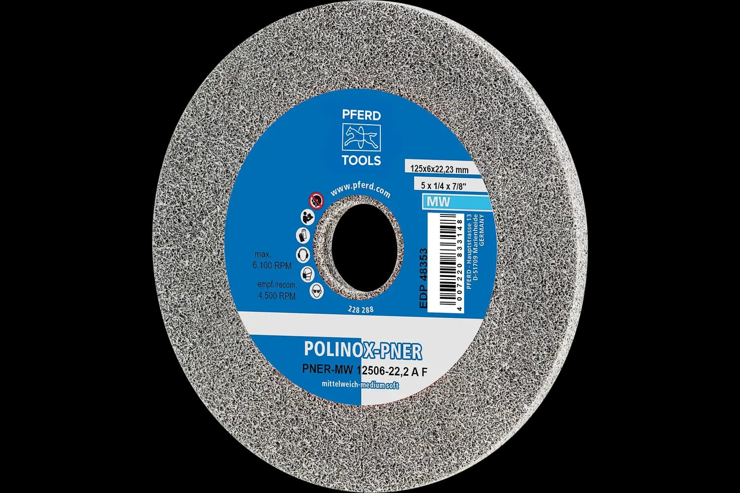 Corp abraziv nețesut cu tijă (POLINOX) PNER-MW 12506-22,2 A F