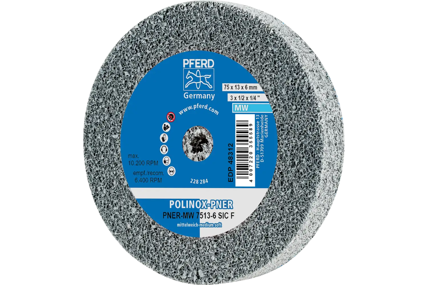 Corp abraziv nețesut cu tijă (POLINOX) PNER-MW 7513-6 SiC F