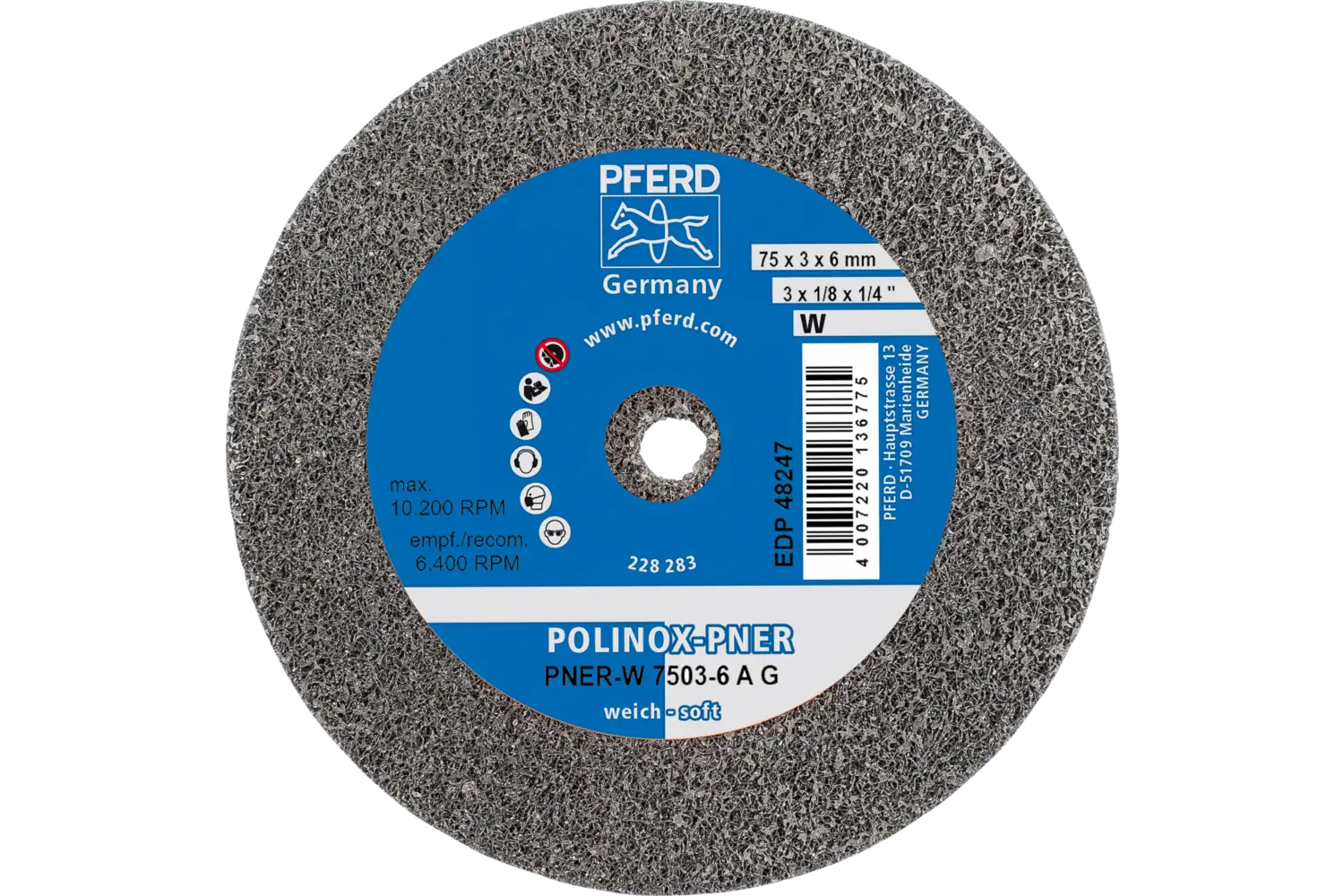 Corp abraziv nețesut cu tijă (POLINOX) PNER-W 7503-6 A G