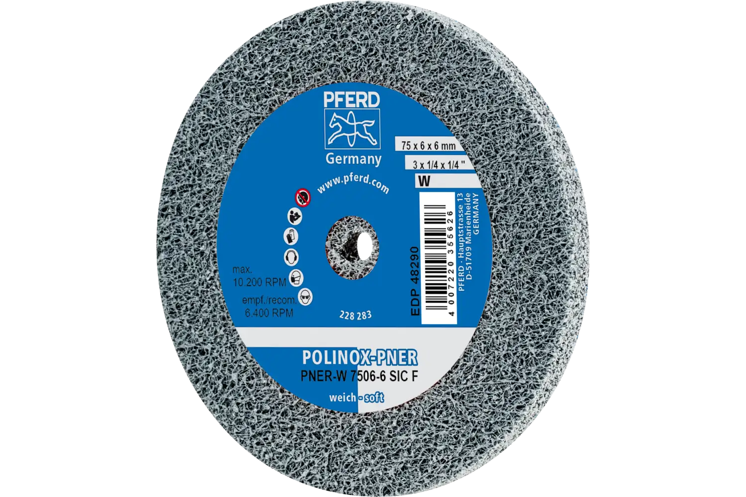 Corp abraziv nețesut cu tijă (POLINOX) PNER-W 7506-6 SiC F