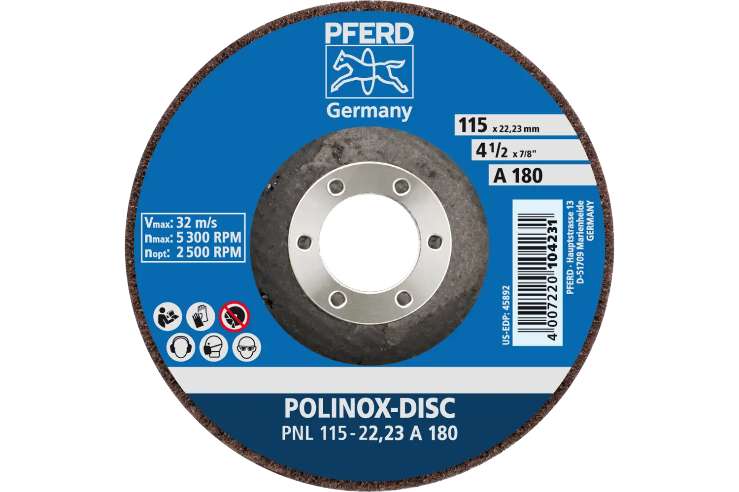 Corp abraziv nețesut cu tijă (POLINOX) PNL 115-22,23 A 180 3